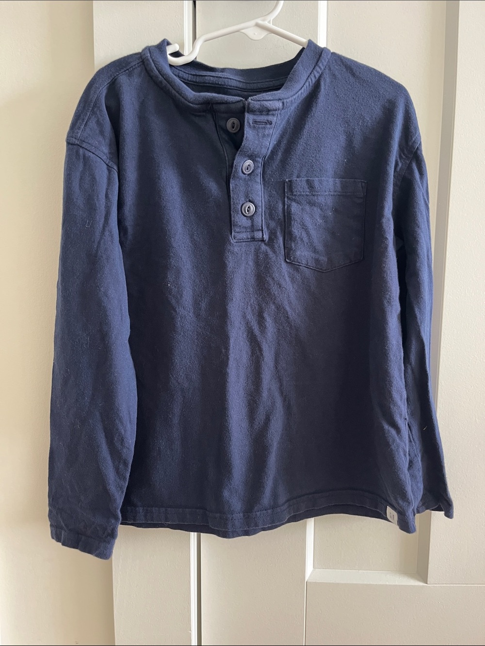 GAP Factory Navy Long-Sleeve Henley with Chest Pocket